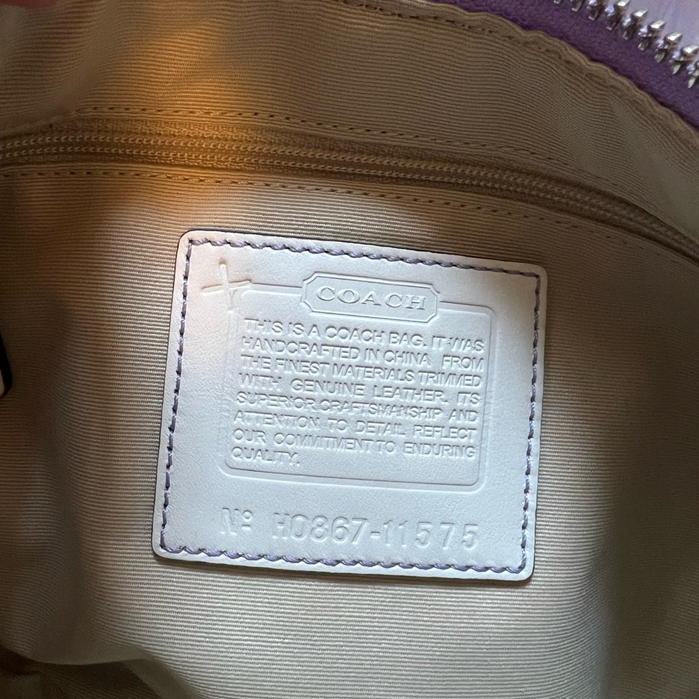 SOLD - Coach Purple Signature Print Y2K Hampton Hobo 11575 - Picture 6 of 6